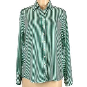 The Shirt Green Striped Button Up Shirt